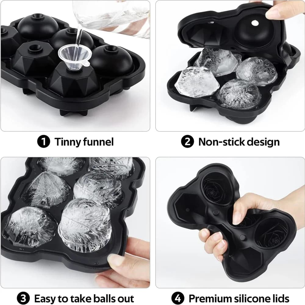 Plateau à glaçons rose à 6 cavités avec entonnoir