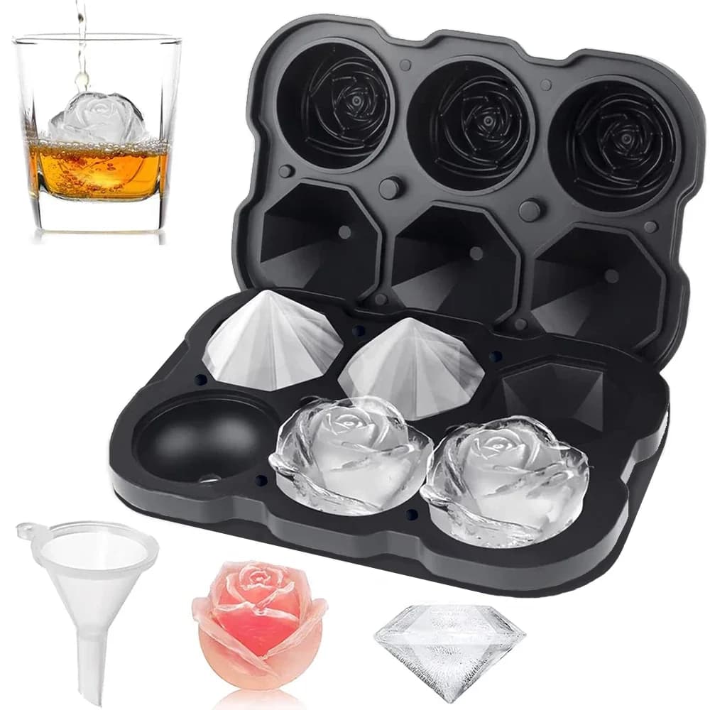 Plateau à glaçons rose à 6 cavités avec entonnoir